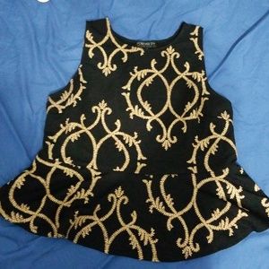 Forever 21 Plus Size black and gold peplum 3x